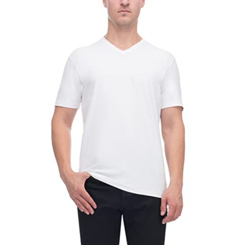 Patrick Assaraf 아이코닉 티셔츠 반소매 V넥 피마 코튼 솔리드 남성 셔츠