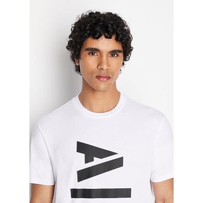 A|X 아르마니 익스체인지 남성 레귤러핏 AX 빅 로고 티셔츠, 화이트, XL