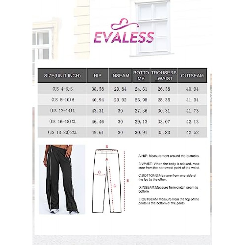 EVALESS 스웨트 팬츠 여성 헐렁한 신축성있는 허리 Y2k 스플릿 와이드 레그 팔라 조 바지 라운지 운동 트랙 바지 (포켓 포함)