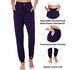 ASIMOON Womens Sweatpants 포켓이있는 요가 조깅 하이 웨이스트 신축성 라운지 러닝 운동 조깅 바지