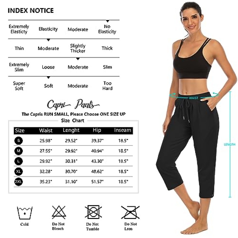 THANTH Womens Capri 요가 바지 루즈하고 편안한 라운지 잠옷 운동 운동 카프리 저지 조깅 바지 주머니 포함