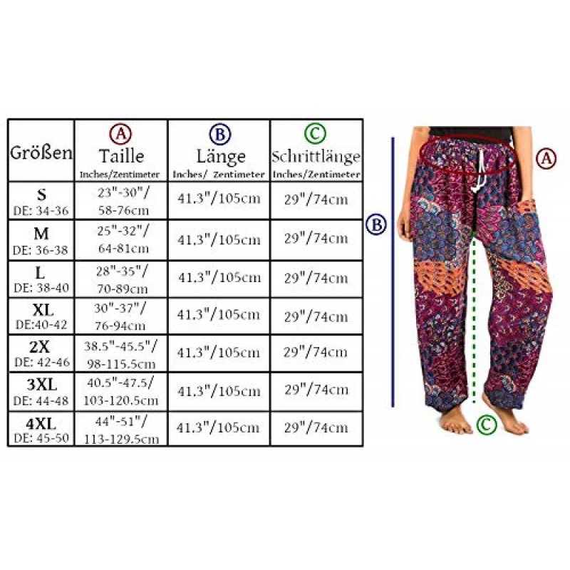 LOFBAZ 여성용 하렘 바지 S-4XL Plus Drawstring Yoga Boho Palazzo PJ 의류