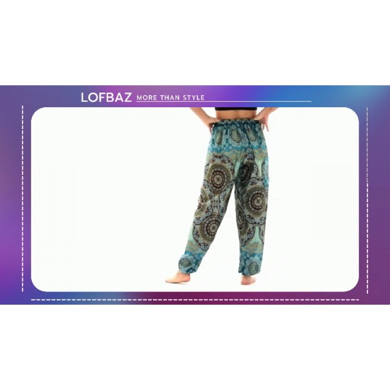 LOFBAZ 여성용 하렘 바지 S-4XL Plus Drawstring Yoga Boho Palazzo PJ 의류