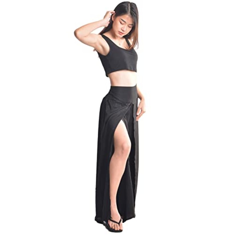 Orient Trail Womens Palazzo 슬릿 스플릿 와이드 레그 팬츠 캐주얼 비치 보호 히피 보헤미안 빌라도 플로위 랩 플러스 사이즈 2-18