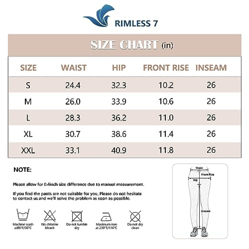 RIMLESS 7 포켓이 있는 여성용 레깅스 하이 웨이스트 코튼 요가 바지 운동 달리기 운동 압축 카프리