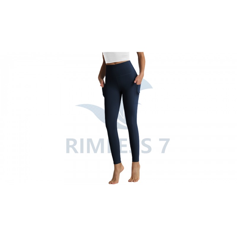RIMLESS 7 포켓이 있는 여성용 레깅스 하이 웨이스트 코튼 요가 바지 운동 달리기 운동 압축 카프리