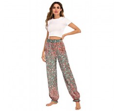 Love Welove 패션 여성 여름 인쇄 요가 하렘 바지 Ruffle Elastic Ruffle 하이 웨이스트 Boho Hippie Palazzo Jogger Pants