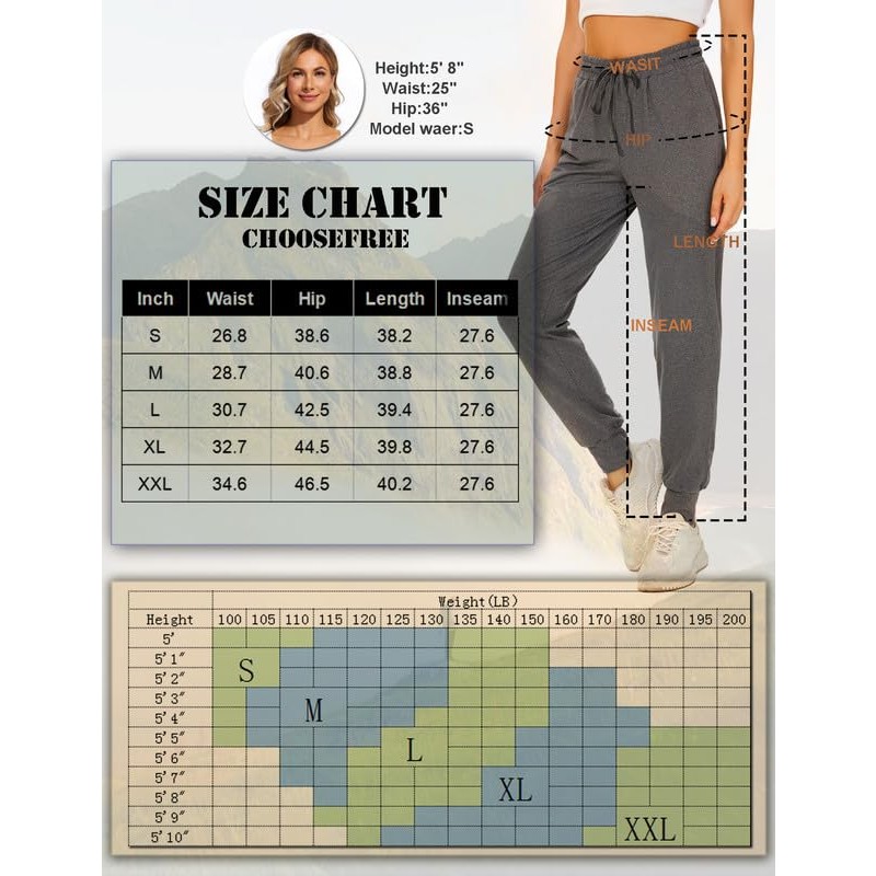 지퍼 포켓이 있는 Choosefree 여성용 조깅 바지 Activewear 조깅 트랙 커프 라운지 요가 운동 달리기용 스웨트 팬츠