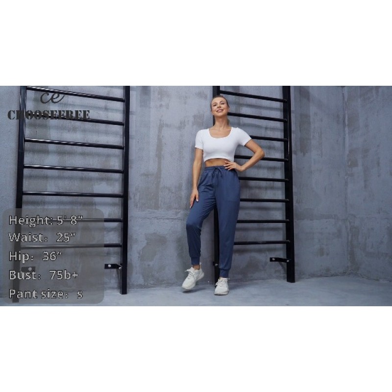 지퍼 포켓이 있는 Choosefree 여성용 조깅 바지 Activewear 조깅 트랙 커프 라운지 요가 운동 달리기용 스웨트 팬츠