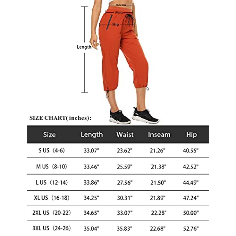 Kimmery 여성 방수 속건성 하이킹 카프리 경량 조절 가능한 코드 잠금 바지