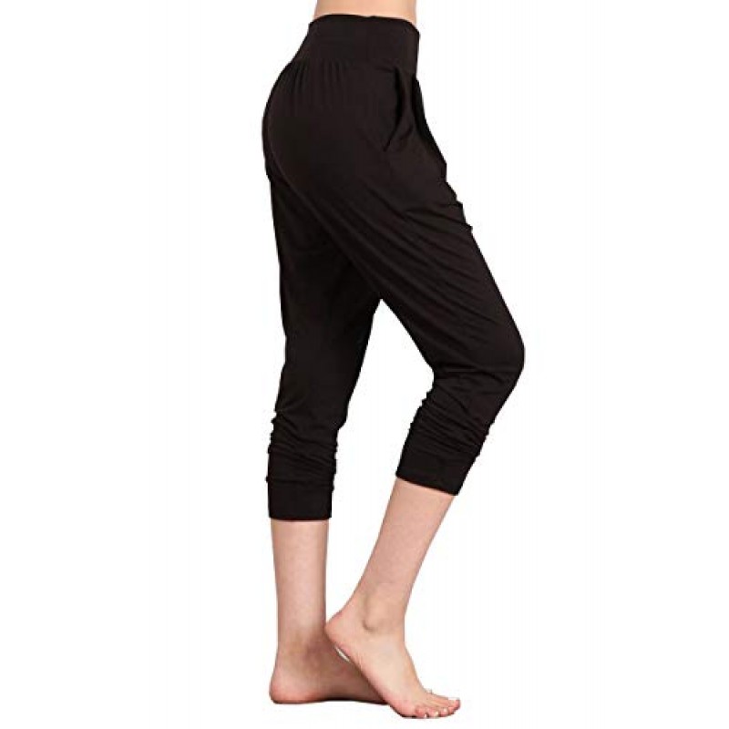 HEYHUN Womens Athleisure 울트라 소프트 니트 요가 바지 캐주얼 솔리드 하렘 바지 w 포켓 S-XL