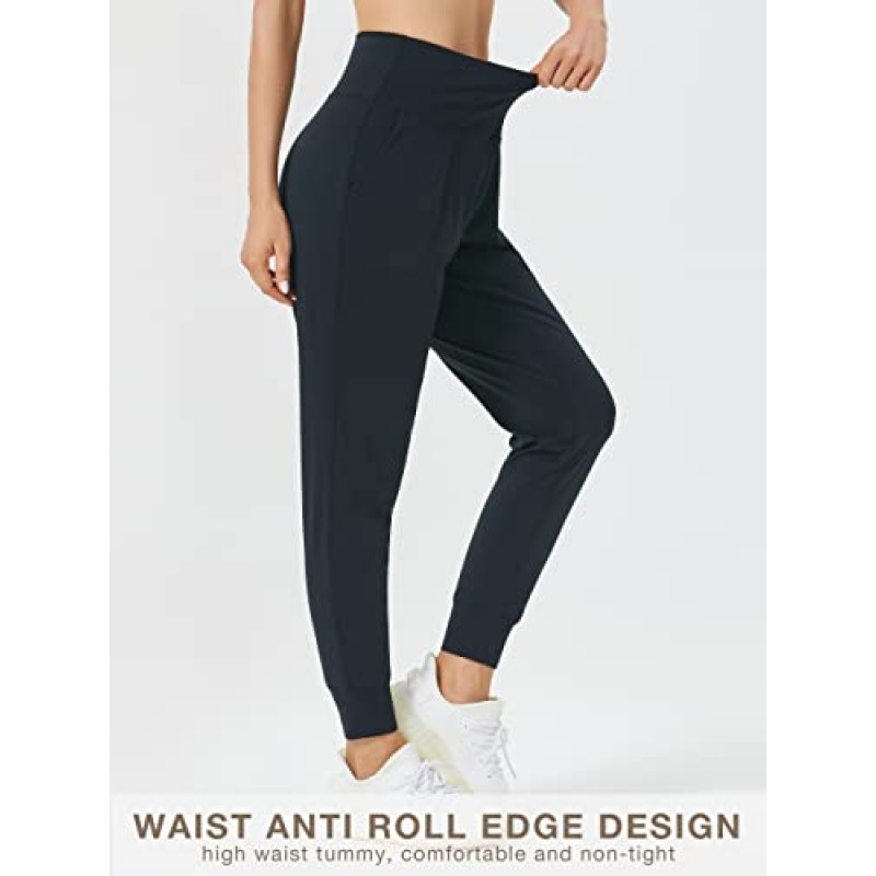 FITTIN Womens Joggers with Pockets - 하이 웨이스트 요가 바지 운동 테이퍼 스웨트팬츠 여성용 라운지 바지