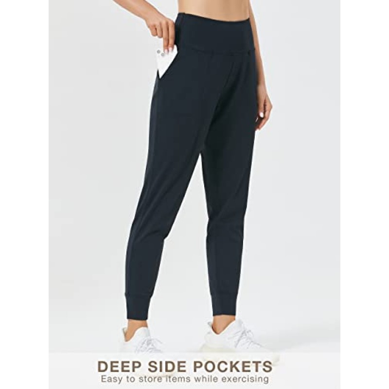 FITTIN Womens Joggers with Pockets - 하이 웨이스트 요가 바지 운동 테이퍼 스웨트팬츠 여성용 라운지 바지