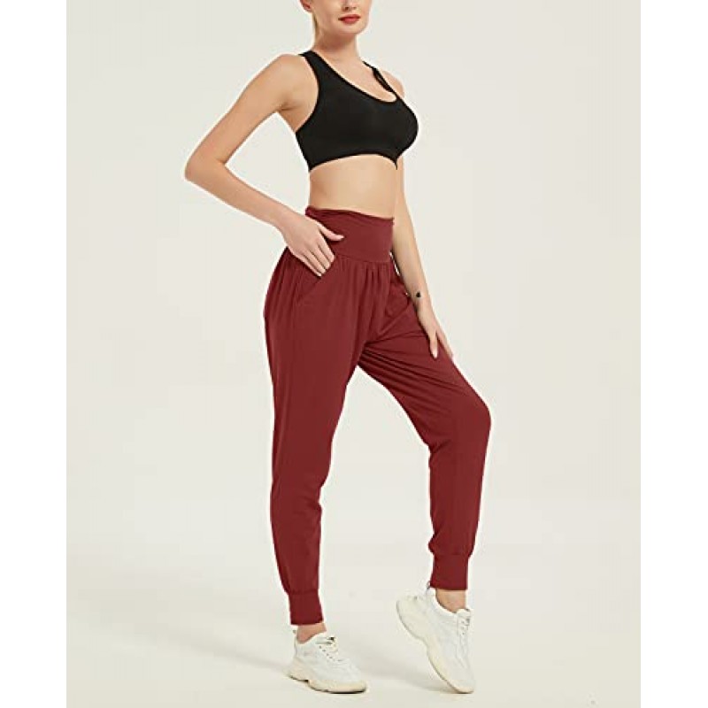 MUMUBREAL Womens Joggers Pants with Pockets 하이 웨이스트 요가 운동복 루즈 한 하렘 라운지 운동 바지