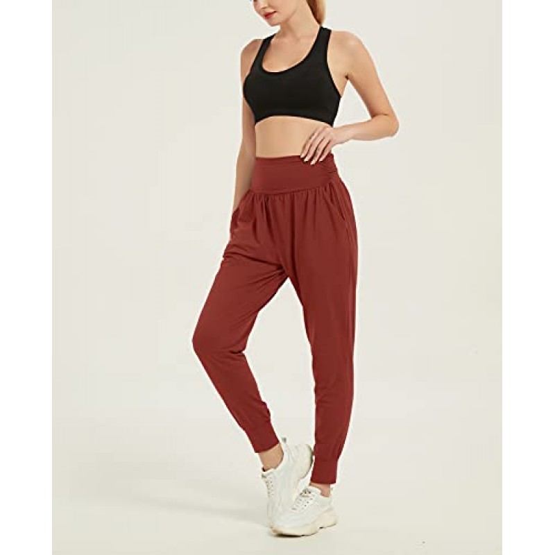 MUMUBREAL Womens Joggers Pants with Pockets 하이 웨이스트 요가 운동복 루즈 한 하렘 라운지 운동 바지