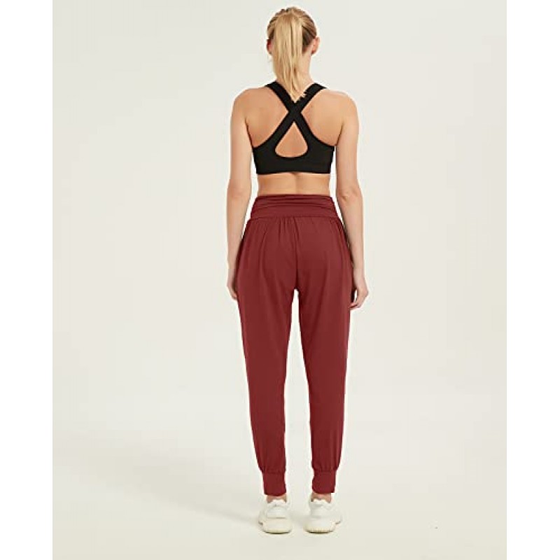 MUMUBREAL Womens Joggers Pants with Pockets 하이 웨이스트 요가 운동복 루즈 한 하렘 라운지 운동 바지