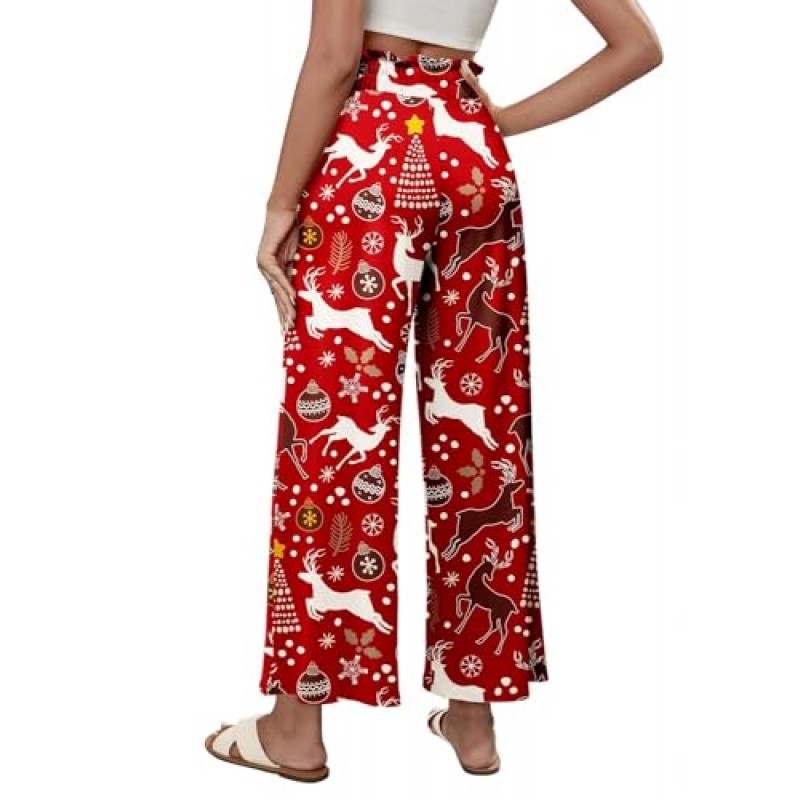 JZC Womens Palazzo Pants 캐주얼 엘라스틱 하이 웨이스트 와이드 레그 포켓이 있는 긴 라운지 바지