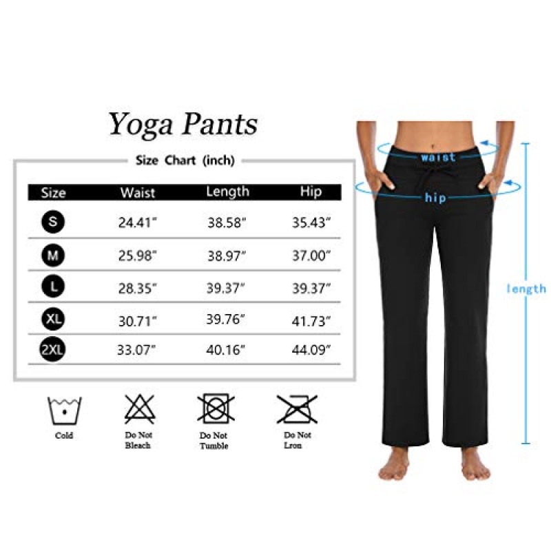 NOAHELLA 부츠컷 요가 바지(포켓 포함) Drawstring Workout Bootleg Pants Athletic Lounge Sweatpants