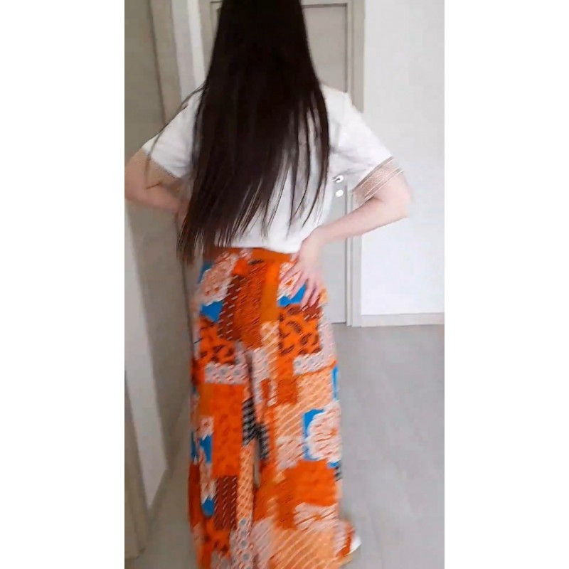 Happy Sailed Womens Boho Print Palazzo 바지 신축성 높은 허리 Drawstring 넓은 다리 히피 플로위 바지