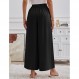 ZJCT 여성용 와이드 레그 팬츠 캐주얼 루즈 플로위 팬츠 드로우 스트링 허리 여름 Boho Palazzo Pant Trousers with Pockets