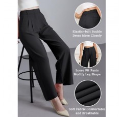 SOULSHE 여성용 와이드 레그 팬츠 작업 비즈니스 캐주얼 루즈 하이 웨이스트 드레스 Palazzo Flowy Trousers