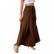 LYANER 여성용 타이 프론트 하이 웨이스트 사이드 스플릿 슬릿 Flowy Wide Leg Pleated Pant with Belt