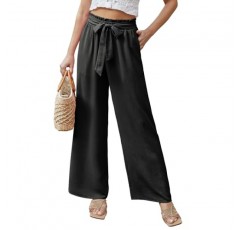 Feiersi 여성 캐주얼 와이드 레그 팬츠 하이 웨이스트 비즈니스 작업 캐주얼 바지 Loose Flowy Beach Palazzo Pants