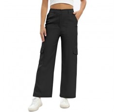 여성용 Baccarri 카고 바지 하이 웨이스트 캐주얼 바지 Dressy Fit Trousers Pants with 6 Pockets for Work Business