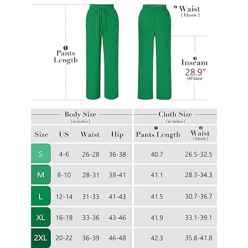 Heymoments 여성 와이드 레그 팬츠 하이 웨이스트 루즈 캐주얼 조절 가능한 넥타이 매듭 벨트 롱 스트레이트 바지 (포켓 포함)