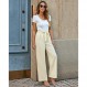 GRAPENT 드레스 바지 여성 하이 웨이스트 와이드 레그 작업 바지 Dressy 캐주얼 트렌디 탄성 허리 Pleated Belted Trousers