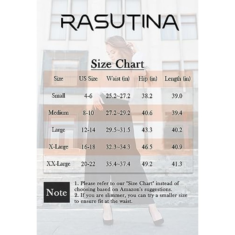 Rasutina 여성용 하이 웨이스트 팔라초 팬츠 Dressy Wide Leg Work Pants 캐주얼 바지