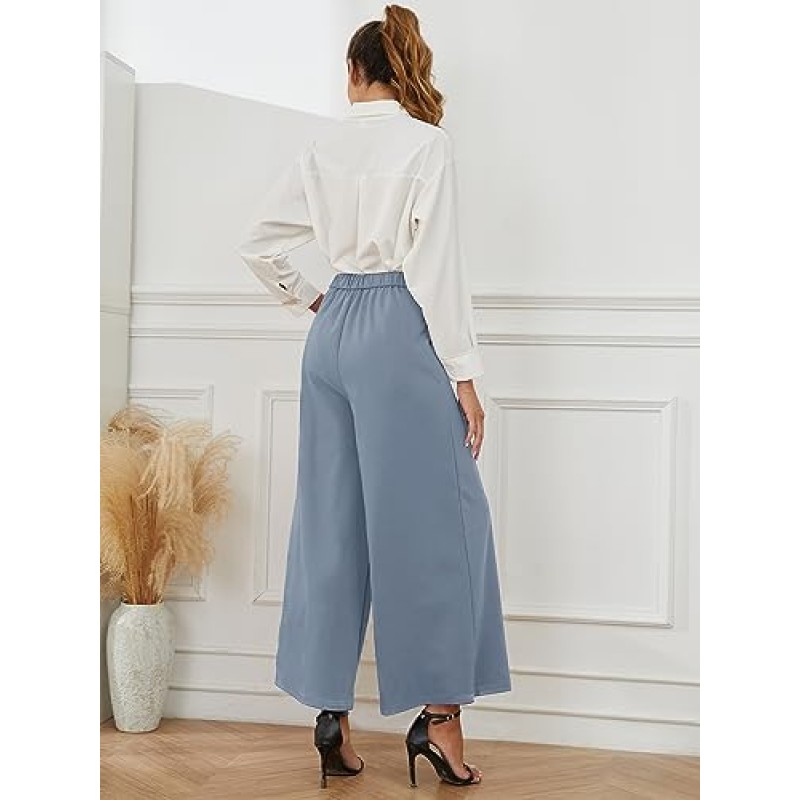 Rasutina 여성용 하이 웨이스트 팔라초 팬츠 Dressy Wide Leg Work Pants 캐주얼 바지