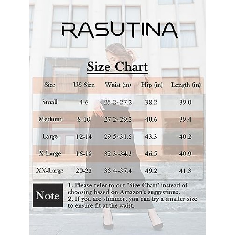 Rasutina 여성용 하이 웨이스트 팔라초 팬츠 Dressy Wide Leg Work Pants 캐주얼 바지