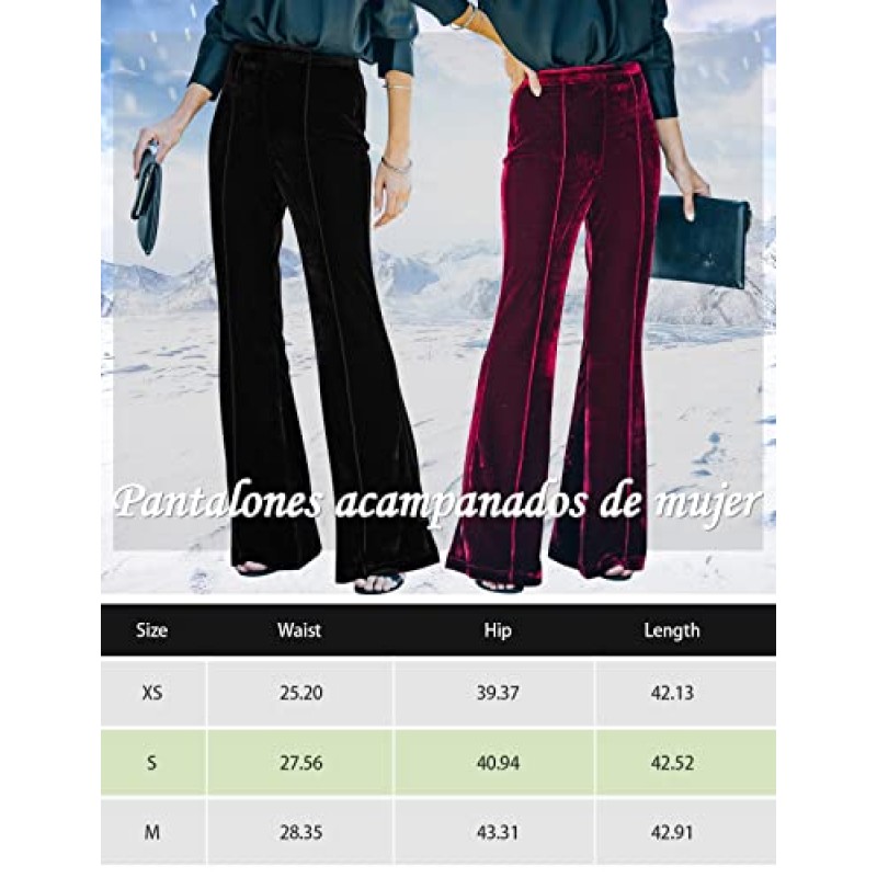 Arssm Womens 벨벳 바지 플레어 하이 웨이스트 벨벳 벨 바닥 바지 우아한 Palazzo Long Trousers