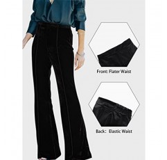 Arssm Womens 벨벳 바지 플레어 하이 웨이스트 벨벳 벨 바닥 바지 우아한 Palazzo Long Trousers