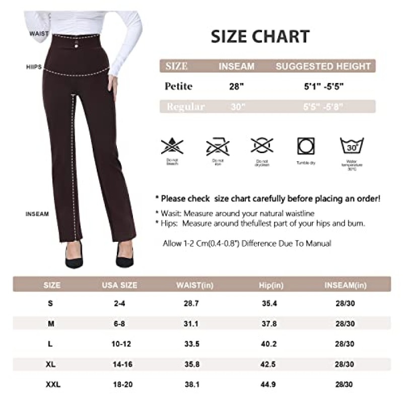 여성용 Auletin 드레스 바지 Comfort Stretchy Slacks 작업 바지 스트레이트 레그/비즈니스 캐주얼용 포켓 포함