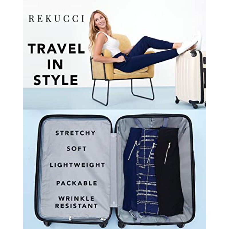 Rekucci Travel in Style - 지퍼 포켓이 있는 부드럽고 시크한 여성용 팬츠