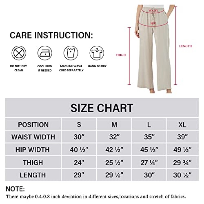 여성용 아소란 리넨 바지, 조임끈 신축성 있는 허리가 있는 와이드 레그 베이지 팬츠, 여성 캐주얼 루즈 팬츠