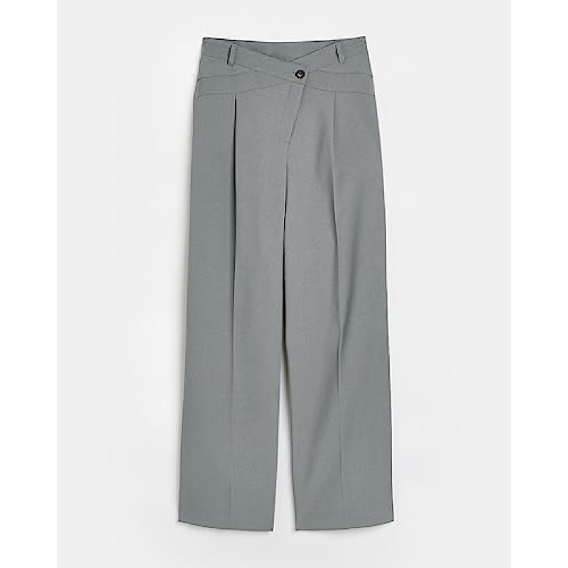 Cicy Bell 여성용 와이드 레그 오버랩 정장 바지 Pleated Straight Leg Work Office Dress Palazzo Trousers