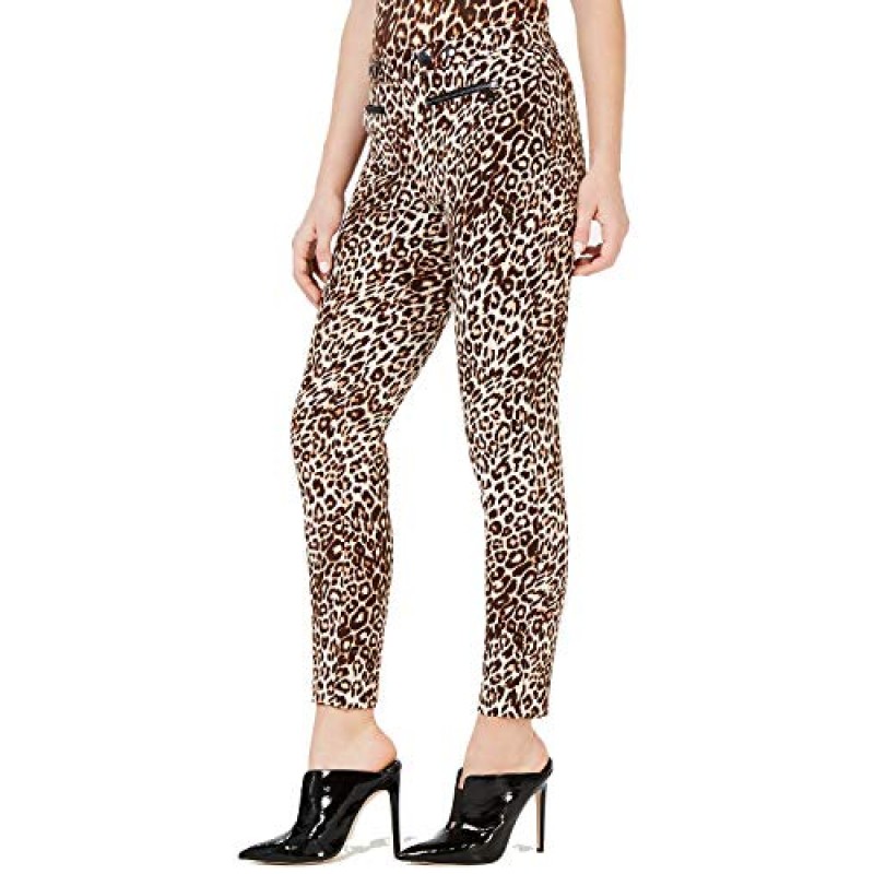 GUESS 여성용 더블 스냅 애니멀 프린트 팬츠, Spotted Bengal, 6