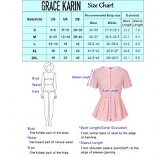 GRACE KARIN Womens 랩 탑 V 넥 아일렛 탑 프릴 슬리브 Peplum 블라우스 2023 여름 캐주얼 T 셔츠