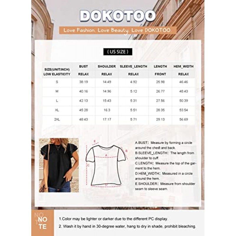 Dokotoo Womens Crewneck 레이스 크로 셰 뜨개질 Pom Pom Flowy 반팔 캐주얼 셔츠 블라우스 탑