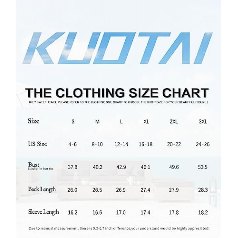 KUOTAI Womens Tops 여름 캐주얼 V/스퀘어 넥 T 셔츠 3/4 슬리브 루즈 튜닉 블라우스