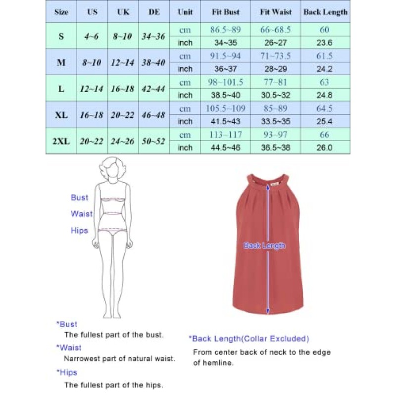 GRACE KARIN 여성 캐주얼 홀터 탑 시폰 블라우스 민소매 루즈핏 셔츠 탱크 휴가 작업