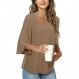 Triratna Womens Blouses Dressy 캐주얼 3/4 길이 소매 스퀘어 넥 탑 Sweetheart Neckline Shirts 튜닉 탑 루즈 피트