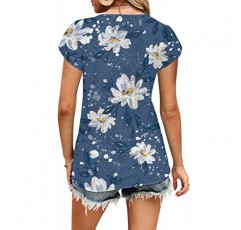 여성 여름 탑 캐주얼 컨트리 V 넥 레이스 티셔츠 꽃잎 슬리브 패션 루즈핏 블라우스
