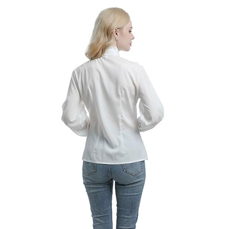 Nuoqi Victorian Blouse Womens 고딕 셔츠 빈티지 긴 소매 Lotus Ruffle Tops