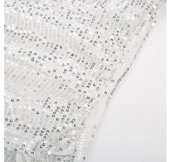 GRACE KARIN 스팽글 프릴 탑 여성용 반팔 Dressy Sparkly Tops 셔링 랩 블라우스 파티 클럽 칵테일 셔츠