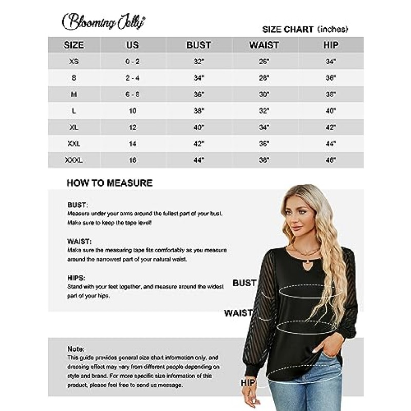 Blooming Jelly Womens Business Dressy 캐주얼 탑 긴 소매 작업 셔츠 Keyhole 귀여운 블라우스 2023