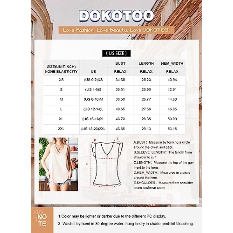 Dokotoo 여성용 탱크 탑 V 넥 새틴 롱 플로위 여성 탱크 탑 루즈 피트 귀여운 여름 캐주얼 기본 2023